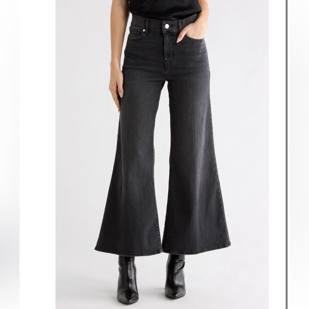 FRAME Le Crop Palazzo Wide Leg Jeans Tilt Black Denim Casual Women’s Size 30